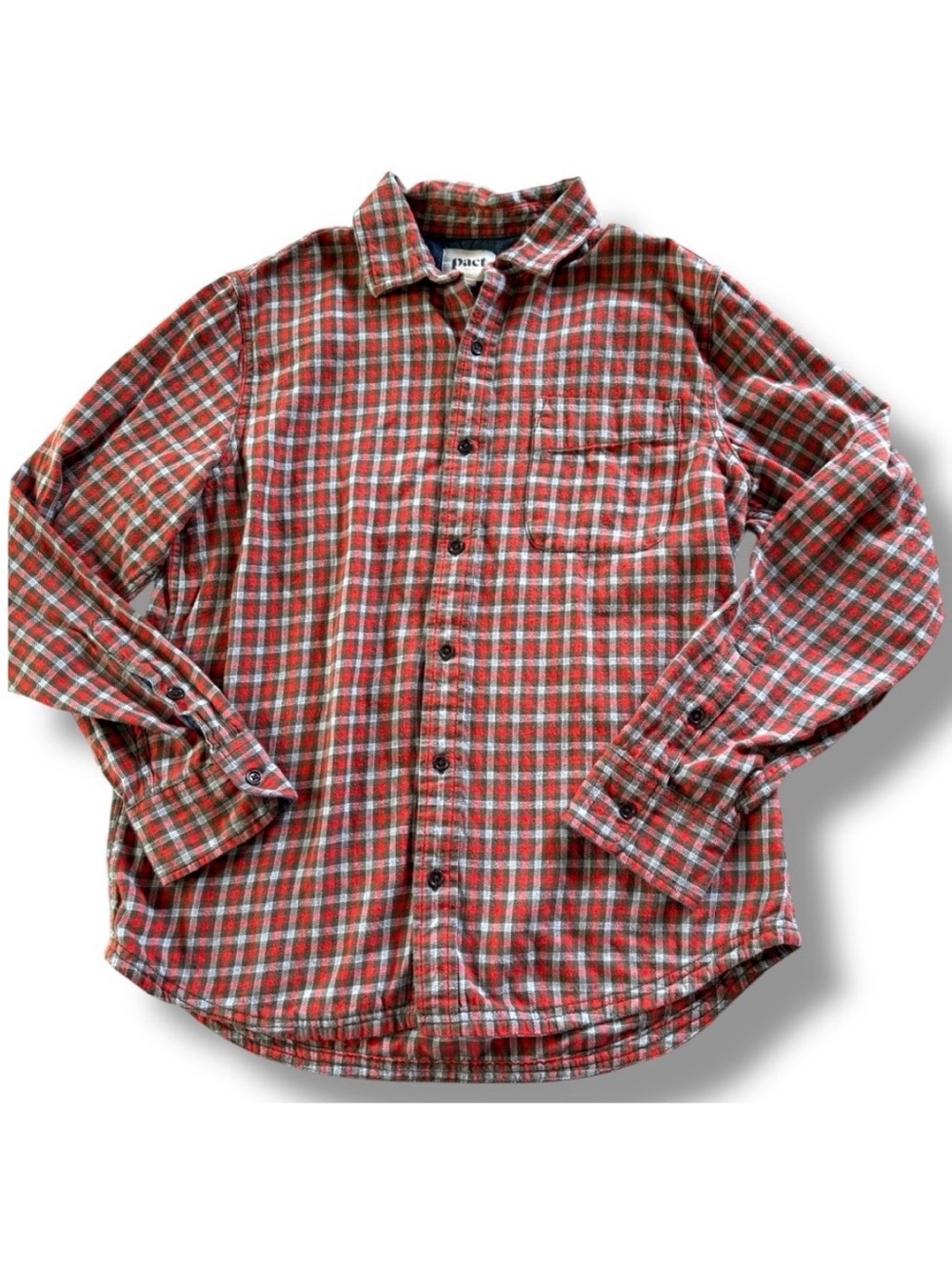Pact Organic Cotton Flannel Plaid Shirt Size Medium